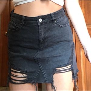 Black denim skirt